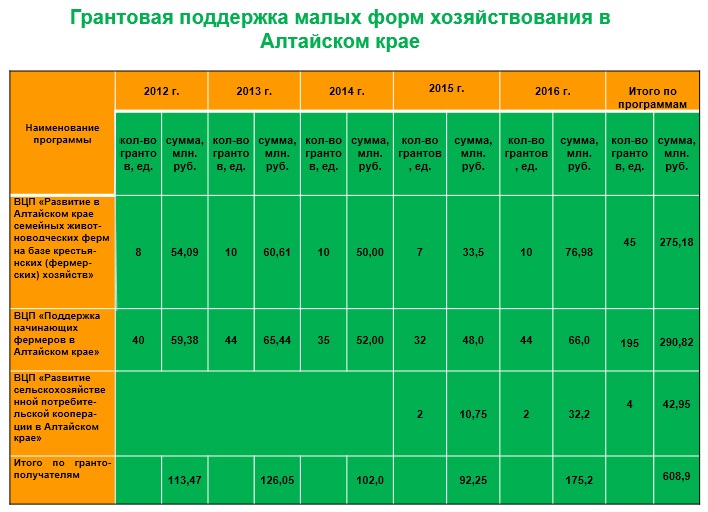 Doc22.ru Грантовая поддержка малых форм хозяйствования в Алтайском крае