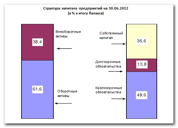 Doc22.ru - Структура капитала предприятий на 30.06.2012 (в % к итогу баланса)